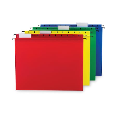 Smead Poly Hanging Folders, Letter Size, 1/5-Cut Tabs, Assorted Colors, PK12, 12PK 64026